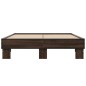 vidaXL Estructura cama madera ingeniería metal marrón roble 135x190 cm