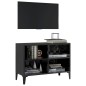 vidaXL Mueble de TV con patas de metal negro brillante 69,5x30x50 cm vidaXL Mueble de TV con patas de metal negro brillante 69,5x30x50 cm