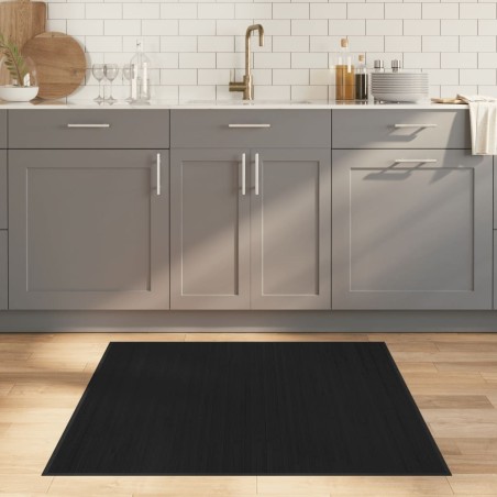 vidaXL Alfombra cuadrada bambú negro 100x100 cm