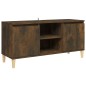 vidaXL Mesita de noche patas madera maciza roble ahumado 103,5x35x50cm