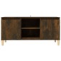 vidaXL Mesita de noche patas madera maciza roble ahumado 103,5x35x50cm