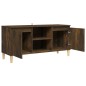 vidaXL Mesita de noche patas madera maciza roble ahumado 103,5x35x50cm