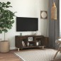 vidaXL Mesita de noche patas madera maciza roble ahumado 103,5x35x50cm