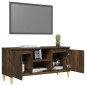 vidaXL Mesita de noche patas madera maciza roble ahumado 103,5x35x50cm