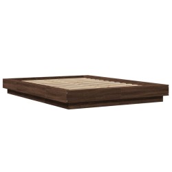 vidaXL Estructura cama con luces LED madera roble marrón 140x200 cm