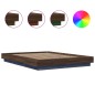 vidaXL Estructura cama con luces LED madera roble marrón 140x200 cm vidaXL Estructura cama con luces LED madera roble marrón 140x200 cm