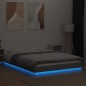 vidaXL Estructura cama con luces LED madera gris Sonoma 135x190 cm vidaXL Estructura cama con luces LED madera gris Sonoma 135x190 cm