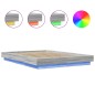 vidaXL Estructura cama con luces LED madera gris Sonoma 135x190 cm vidaXL Estructura cama con luces LED madera gris Sonoma 135x190 cm