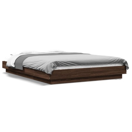 vidaXL Estructura de cama madera de ingeniería marrón roble 120x200 cm