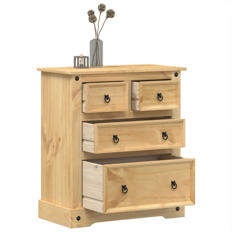vidaXL Cómoda cajonera Corona madera maciza de pino 80x43x91 cm vidaXL Cómoda cajonera Corona madera maciza de pino 80x43x91 cm