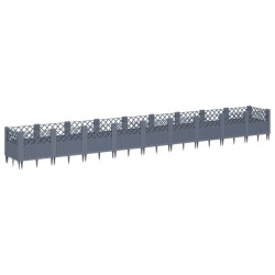 vidaXL Jardinera con clavijas PP gris 363,5x43,5x43,5 cm