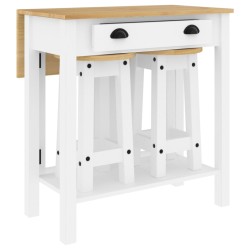 vidaXL Set de bar 3 piezas madera maciza de pino blanco