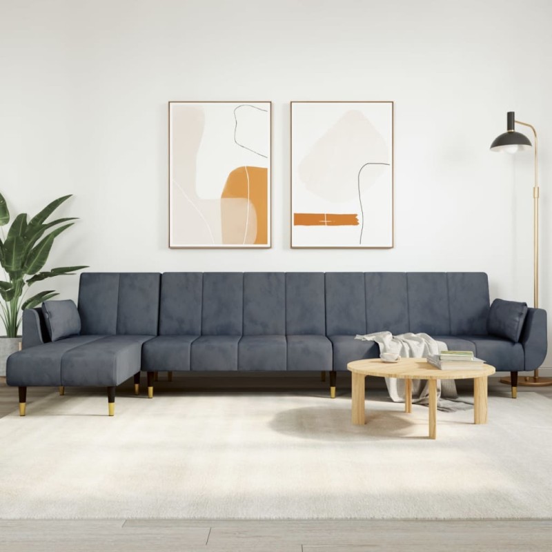 vidaXL Sofá cama en forma de L terciopelo gris oscuro 275x140x70 cm vidaXL Sofá cama en forma de L terciopelo gris oscuro 275x140x70 cm