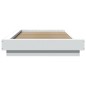 vidaXL Estructura de cama con LED madera ingeniería blanco 100x200 cm vidaXL Estructura de cama con LED madera ingeniería blanco 100x200 cm
