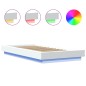 vidaXL Estructura de cama con LED madera ingeniería blanco 100x200 cm vidaXL Estructura de cama con LED madera ingeniería blanco 100x200 cm