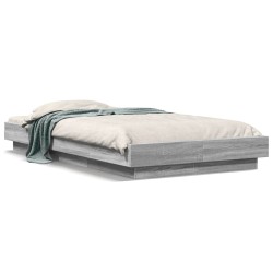 vidaXL Estructura cama con luces LED madera gris Sonoma 90x190 cm