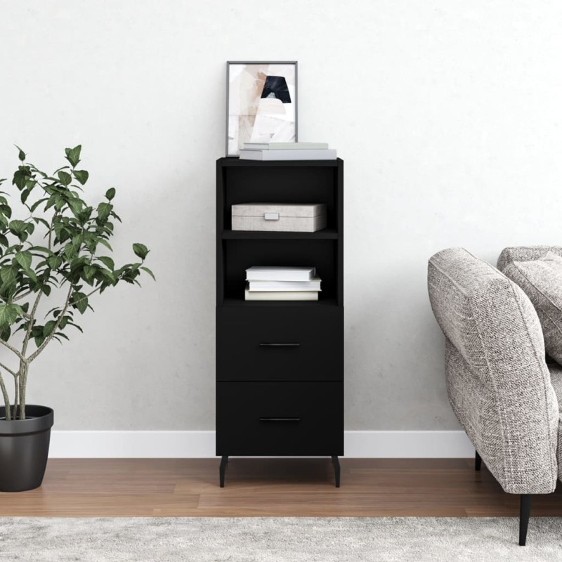 vidaXL Aparador de madera contrachapada negro 34,5x34x90 cm vidaXL Aparador de madera contrachapada negro 34,5x34x90 cm