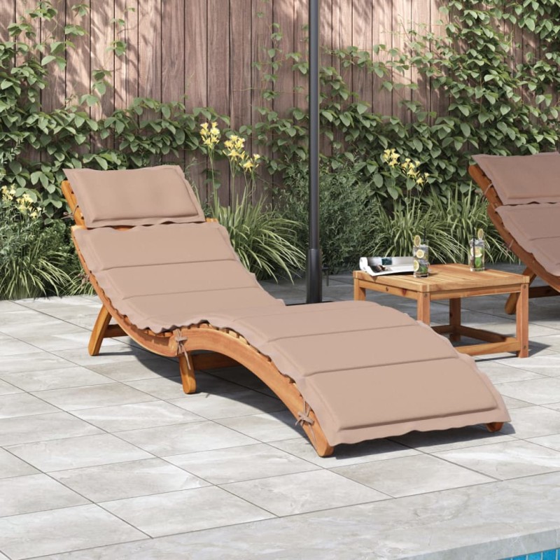 vidaXL Tumbona con cojín taupe madera maciza de acacia vidaXL Tumbona con cojín taupe madera maciza de acacia