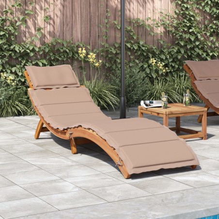 vidaXL Tumbona con cojín taupe madera maciza de acacia