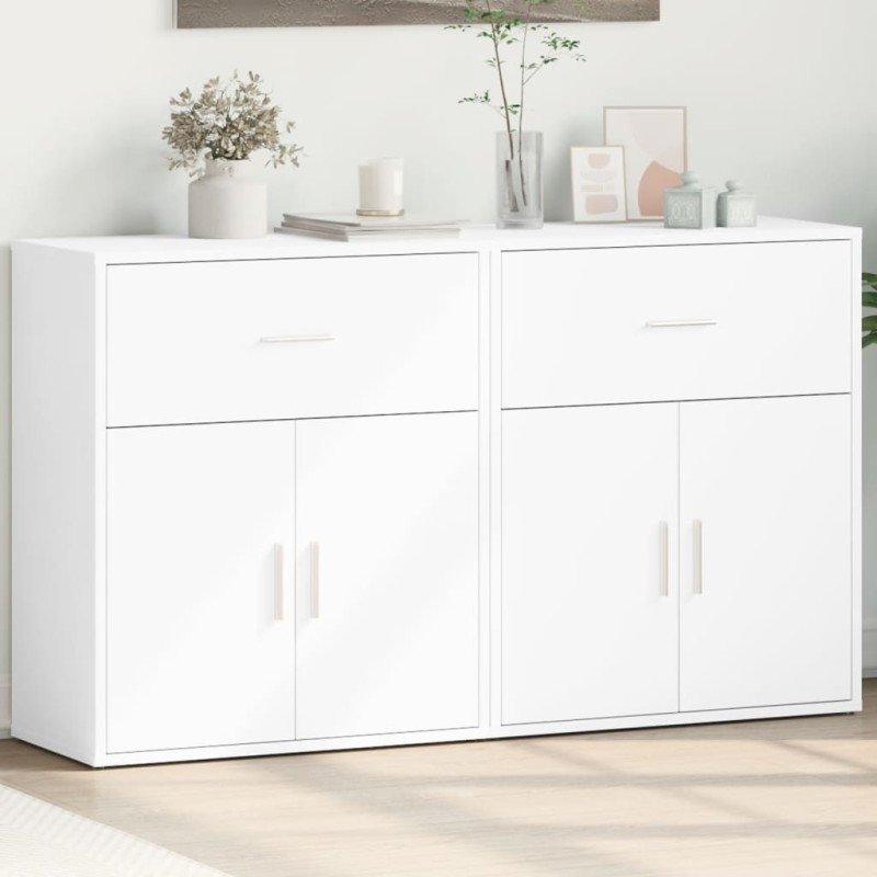 vidaXL Aparador de madera de ingeniería 2 uds blanco 60x31x70 cm vidaXL Aparador de madera de ingeniería 2 uds blanco 60x31x70 cm
