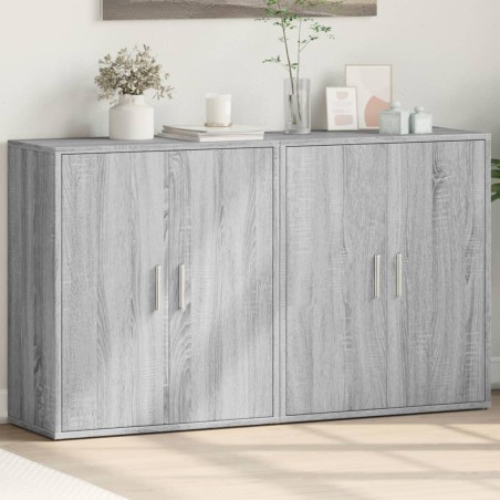 vidaXL Aparador de madera de ingeniería 2 uds gris Sonoma 60x31x70 cm