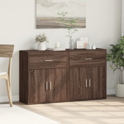 vidaXL Aparador de madera de ingeniería 2 uds marrón roble 60x31x70 cm