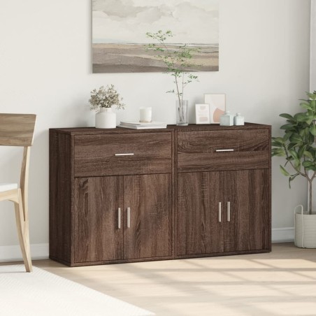 vidaXL Aparador de madera de ingeniería 2 uds marrón roble 60x31x70 cm