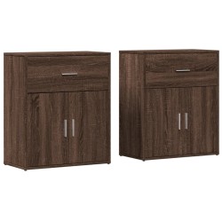 vidaXL Aparador de madera de ingeniería 2 uds marrón roble 60x31x70 cm
