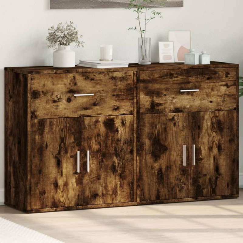 vidaXL Aparador de madera de ingeniería 2 uds roble ahumado 60x31x70cm vidaXL Aparador de madera de ingeniería 2 uds roble ahumado 60x31x70cm