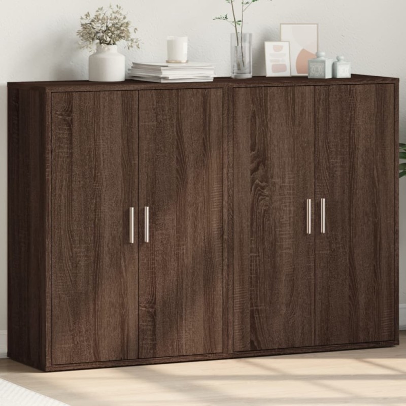 vidaXL Aparadores 2 uds madera de ingeniería marrón roble 60x31x84 cm vidaXL Aparadores 2 uds madera de ingeniería marrón roble 60x31x84 cm