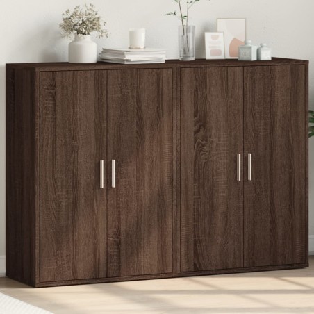 vidaXL Aparadores 2 uds madera de ingeniería marrón roble 60x31x84 cm