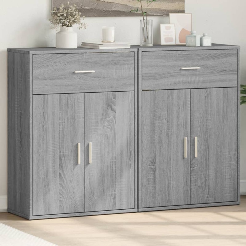vidaXL Aparadores 2 uds madera de ingeniería gris Sonoma 60x30x84 cm vidaXL Aparadores 2 uds madera de ingeniería gris Sonoma 60x30x84 cm