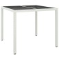 vidaXL Mesa jardín vidrio templado ratán sintético 90x90x75 cm blanco vidaXL Mesa jardín vidrio templado ratán sintético 90x90x75 cm blanco