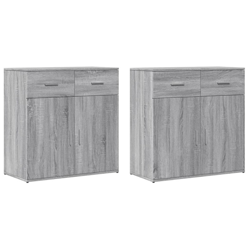 vidaXL Aparadores 2 uds madera de ingeniería gris Sonoma 79x38x80 cm vidaXL Aparadores 2 uds madera de ingeniería gris Sonoma 79x38x80 cm