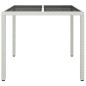 vidaXL Mesa jardín vidrio templado ratán sintético 90x90x75 cm blanco vidaXL Mesa jardín vidrio templado ratán sintético 90x90x75 cm blanco