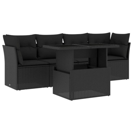 vidaXL Set de muebles de jardín 5 pzas y cojines ratán sintético negro