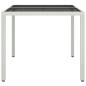 vidaXL Mesa jardín vidrio templado ratán sintético 90x90x75 cm blanco vidaXL Mesa jardín vidrio templado ratán sintético 90x90x75 cm blanco