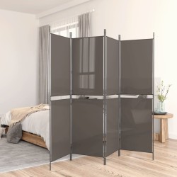 vidaXL Biombo divisor de 4 paneles de tela gris antracita 200x200 cm