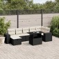 vidaXL Set de sofás de jardín 8 piezas y cojines ratán sintético negro vidaXL Set de sofás de jardín 8 piezas y cojines ratán sintético negro