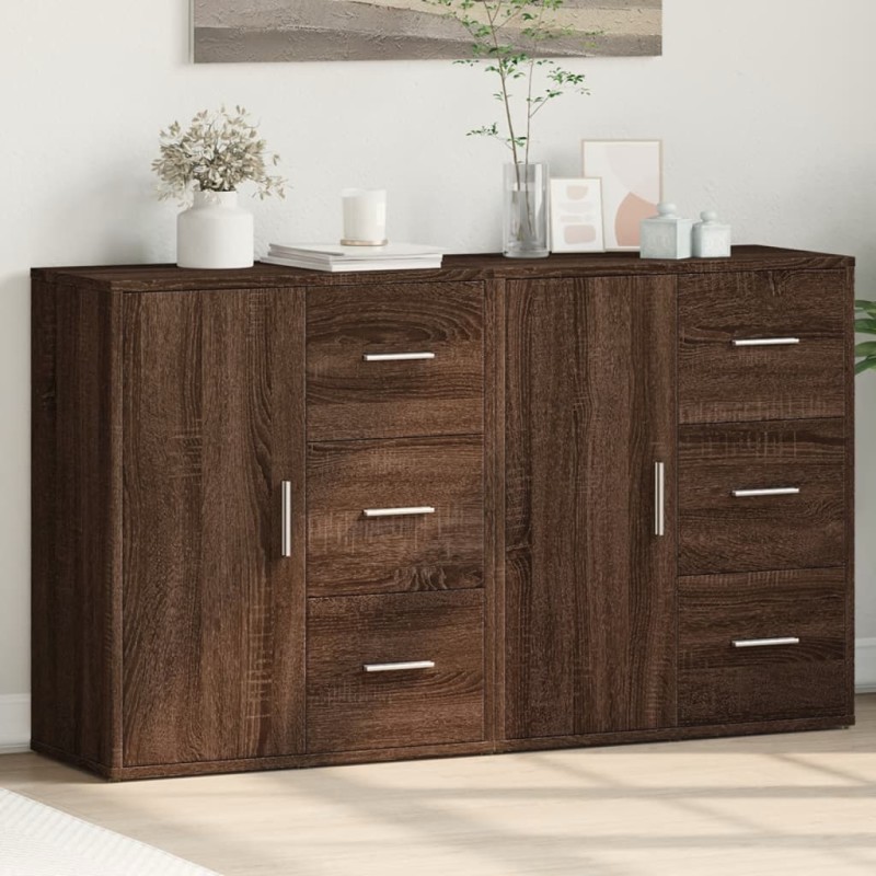 vidaXL Aparador de madera de ingeniería 2 uds marrón roble 60x31x70 cm vidaXL Aparador de madera de ingeniería 2 uds marrón roble 60x31x70 cm