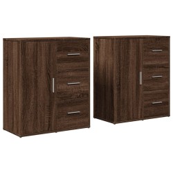 vidaXL Aparador de madera de ingeniería 2 uds marrón roble 60x31x70 cm