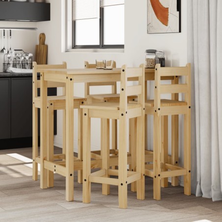 vidaXL Set de bar 5 piezas madera maciza de pino
