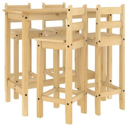 vidaXL Set de bar 5 piezas madera maciza de pino