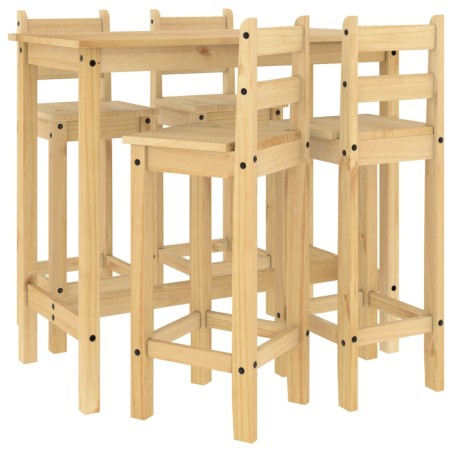 vidaXL Set de bar 5 piezas madera maciza de pino