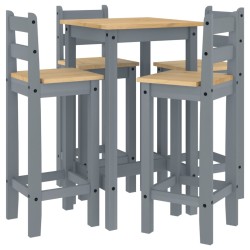 vidaXL Set de bar 5 piezas madera maciza de pino gris