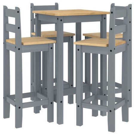 vidaXL Set de bar 5 piezas madera maciza de pino gris