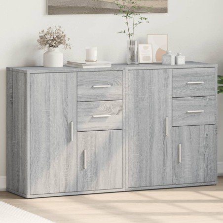 vidaXL Aparador de madera de ingeniería 2 uds gris Sonoma 60x31x70 cm
