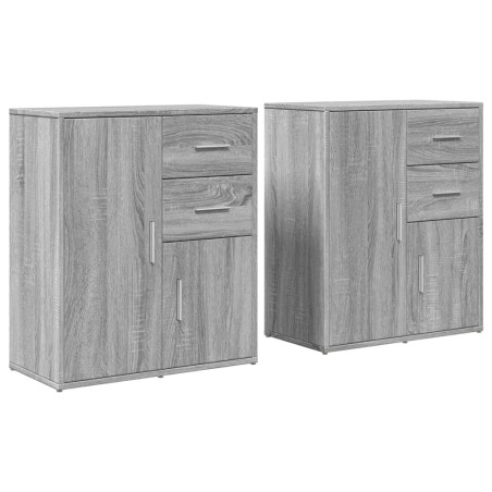 vidaXL Aparador de madera de ingeniería 2 uds gris Sonoma 60x31x70 cm