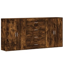 vidaXL Aparadores 3 uds madera de ingeniería roble ahumado 60x31x84 cm