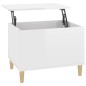 vidaXL Mesa de centro madera contrachapada blanco brillo 60x44,5x45 cm vidaXL Mesa de centro madera contrachapada blanco brillo 60x44,5x45 cm
